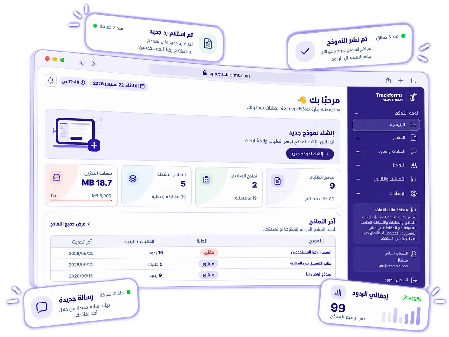 صورة توضيحية لمنصة TrackForms 1